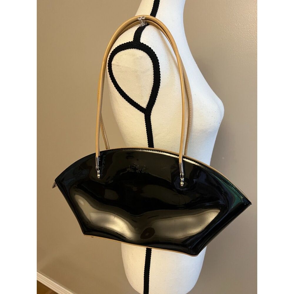 Beijo "Over the Moon" black patent crescent shoulder bag